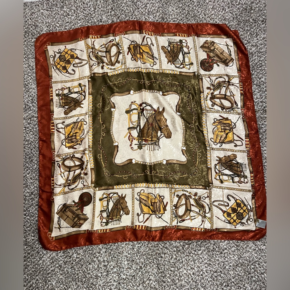 VTG Equestrian Bon Voyage Scarf/Shawl. Made in Italy EC